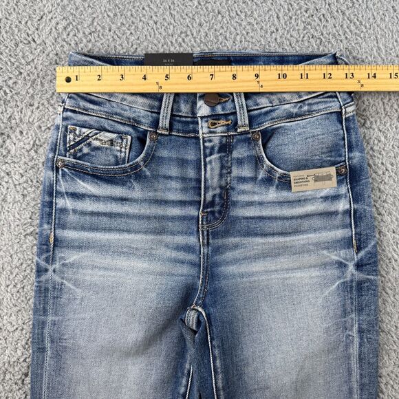 Buckle Black Flare Jeans Womens 26x34 Fit No 35 Distressed High Stretch Denim - Picture 10 of 15